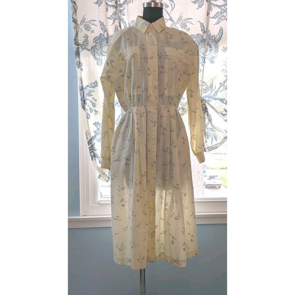 Vintage Willow Ridge Floral Dress Women’s Size 12P Yellow Floral Prairie Modest